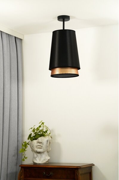 Duolla - Přisazený lustr BELL SHINY 1xE27/15W/230V pr. 25 cm černá/měděná
