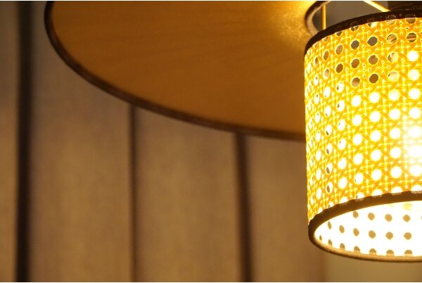 Duolla - Přisazený lustr TOKYO RATTAN 1xE27/15W/230V pr. 50 cm zlatá/ratan