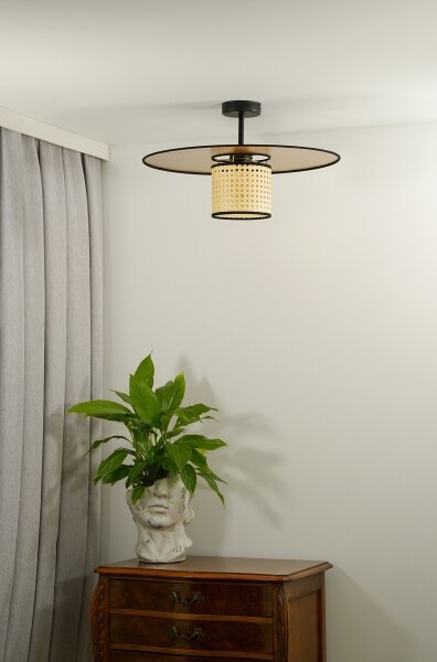 Duolla - Přisazený lustr TOKYO RATTAN 1xE27/15W/230V pr. 50 cm zlatá/ratan