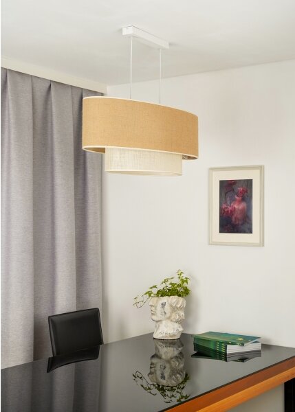 Duolla - Lustr na lanku DOUBLE OVAL YUTE 2xE27/15W/230V hnědá/krémová