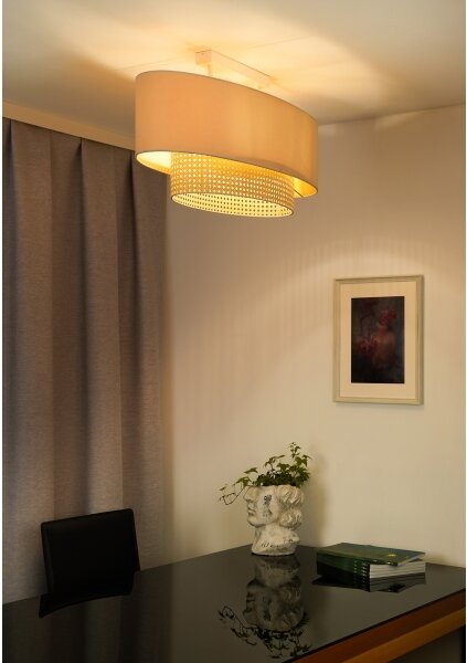 Duolla - Přisazený lustr DOUBLE OVAL RATTAN 2xE27/15W/230V krémová/ratan