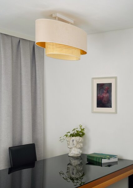 Duolla - Přisazený lustr DOUBLE OVAL RATTAN 2xE27/15W/230V krémová/ratan