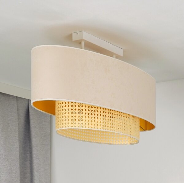 Duolla - Přisazený lustr DOUBLE OVAL RATTAN 2xE27/15W/230V krémová/ratan