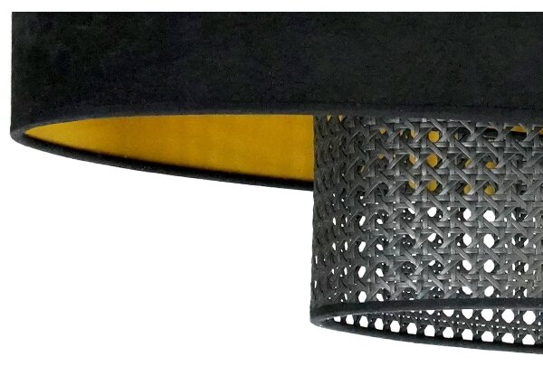 Duolla - Přisazený lustr DOUBLE OVAL RATTAN 2xE27/15W/230V černá/ratan