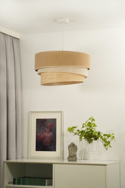 Duolla - Lustr na lanku YUTE TRIO 1xE27/15W/230V pr. 45 cm hnědá/šedá/béžová