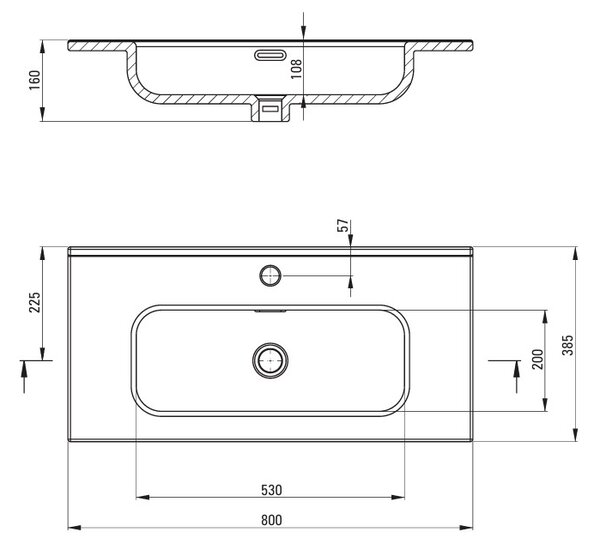 Deante Ceramic washbasin, inset - 80 cm