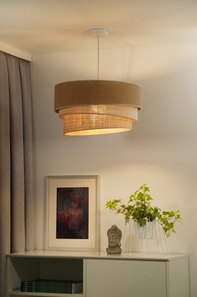 Duolla - Lustr na lanku YUTE TRIO 1xE27/15W/230V pr. 45 cm hnědá/šedá/béžová