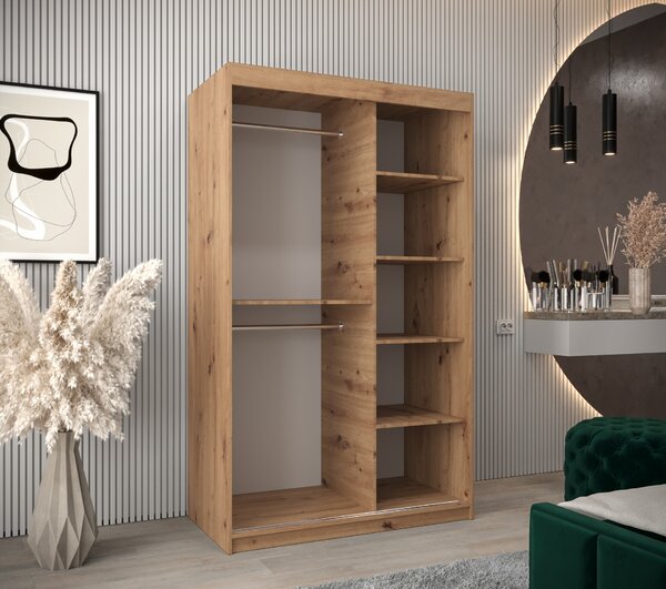 Šatní skříň 120 cm Mokka (dub artisan). Akce -21%