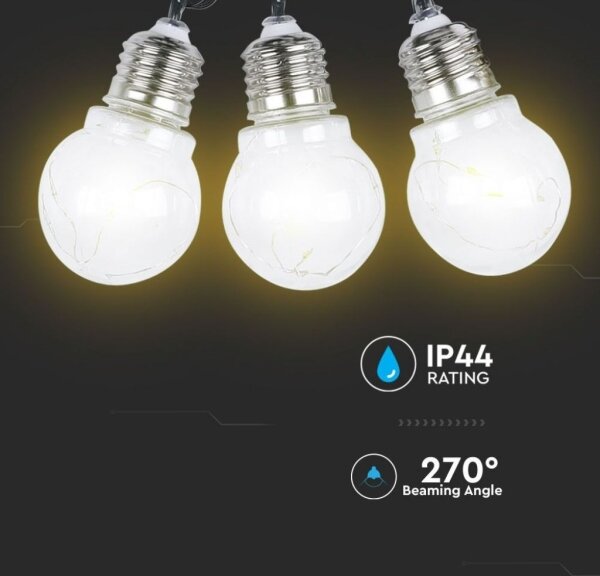 LED Solární řetěz 10xLED/1W/1,2V 1xAA 2 m IP44 3000K 300 mAh