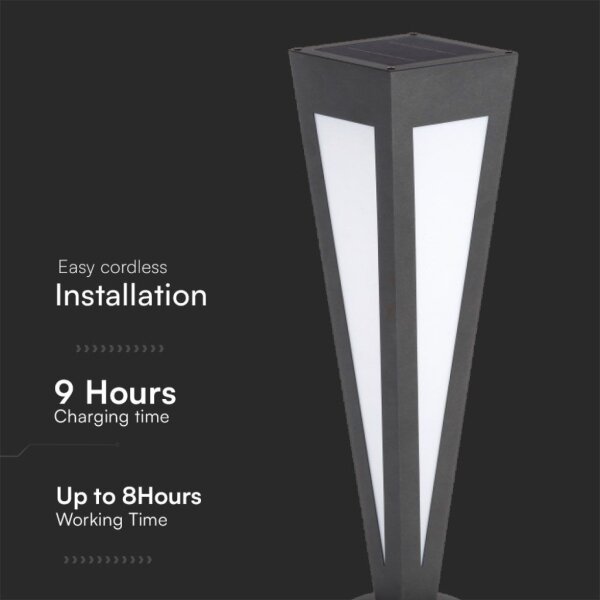 LED Solární lampa LED/2W/3,7V IP65 3000K černá