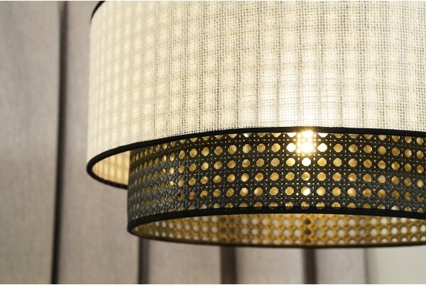 Duolla - Přisazený lustr RATTAN YUTE 1xE27/15W/230V pr. 45 cm krémová/černá