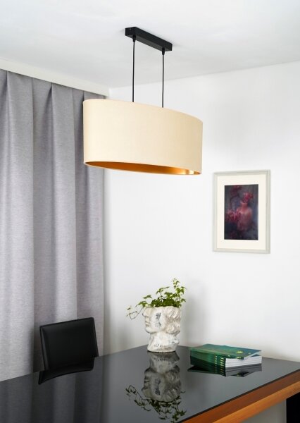 Duolla - Lustr na lanku OVAL VEGAN 2xE27/15W/230V krémová
