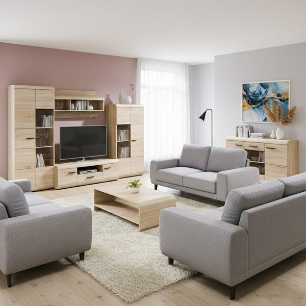 Obývací stěna LINK s | 6 dílů | sestava A | 298 + 120 + 120x60 cm | sonoma