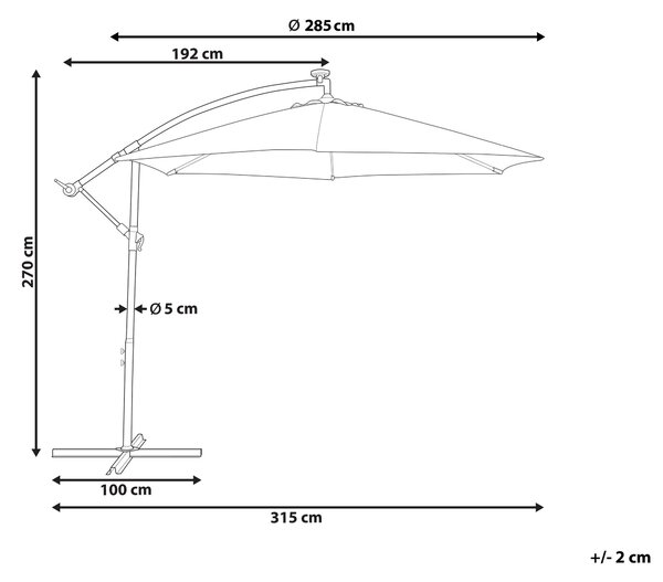 Stojací slunečník LED 285 cm CORVAL Grafitově šedá