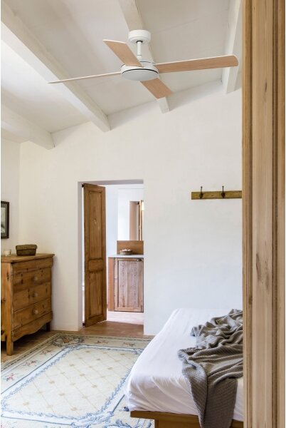 FARO 33350DC-Stropní ventilátor MALLORCA L bílá/hnědá pr.132 cm+dálkové ovládání