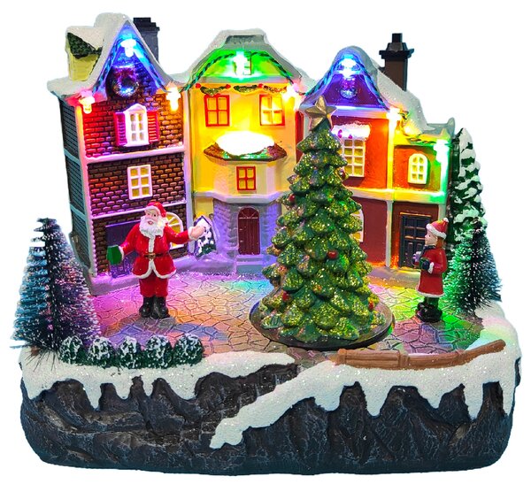 Vánoční vesnička s osvětlením a melodií – vesnička BestBerg BBXS-920 / 20 x 15 x 17,2 cm