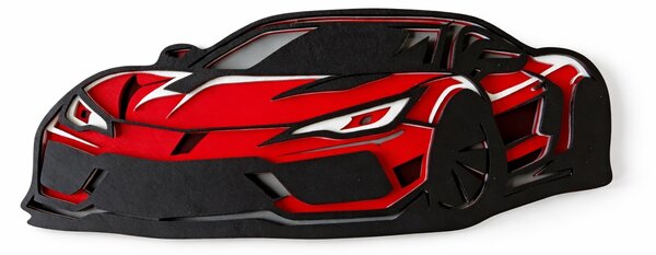 Z rodinné dílny Svítící dřevěná dekorace na zeď – Sportovní auto (fosforeskující, 3D efekt)