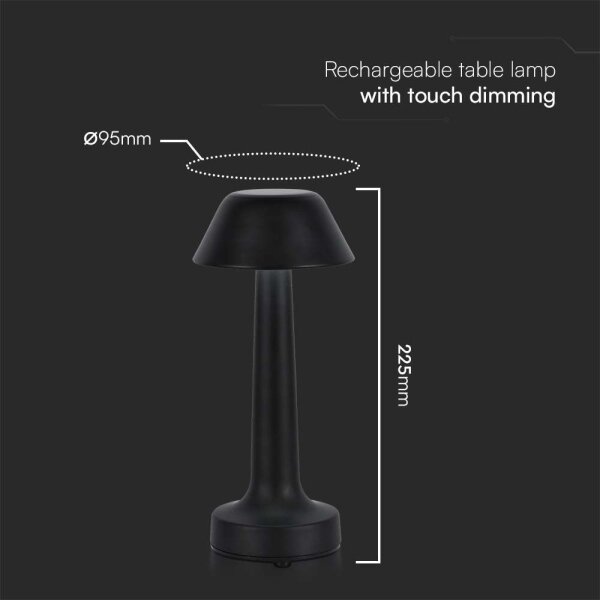 LED Stmívatelná nabíjecí stolní lampa LED/1W/5V 3000-6000K černá