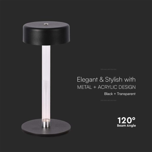 LED Stmívatelná nabíjecí stolní lampa LED/3W/5V 3000-6000K černá