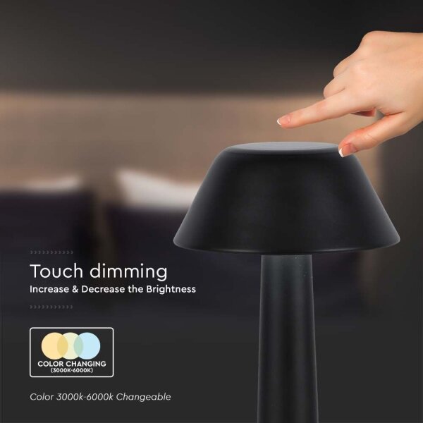 LED Stmívatelná nabíjecí stolní lampa LED/1W/5V 3000-6000K černá
