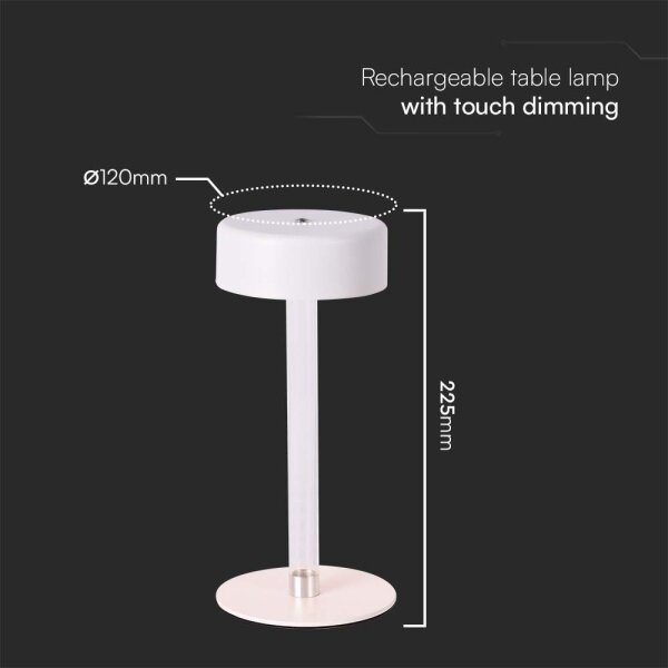 LED Stmívatelná nabíjecí stolní lampa LED/3W/5V 3000-6000K bílá