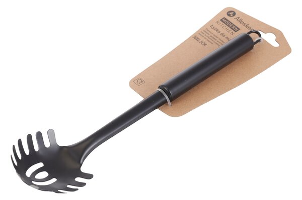 Allesken Ocelová naběračka na těstoviny MODERN KITCHEN 30x6,5 cm černá