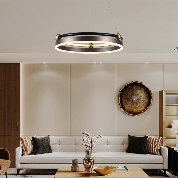 LED Lustr na lanku LED/20W/230V 3000K pr. 42 cm hnědá