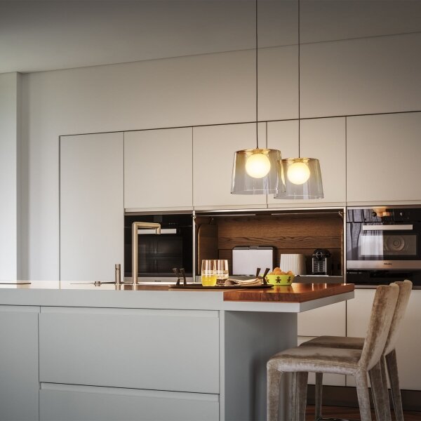 Ideal Lux - LED Lustr na lanku FADE 1xG9/3W/230V pr. 27,3 cm zlatá/kouřová