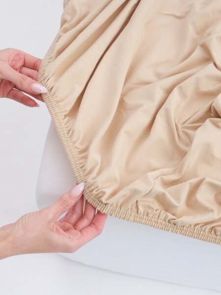 MK Lůžkoviny Jersey prostěradlo s elastanem Deluxe 120 × 200 cm - béžové