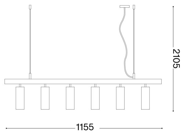Ideal Lux - LED Lustr na lanku DYNAMITE 6xGU10/7W/230V černá