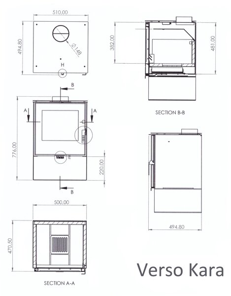 EEK A+ Kaminofen Theia krbová kamna 7,5 kW Kaminofen Dauerbrennender Werkstattofen Schwedenofen Hüttenofen HeizofenEK A+ krbová kamna Theia krbová kamna 7,5 k