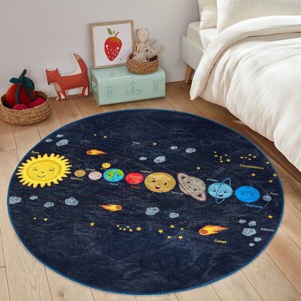 Tmavě modrý dětský koberec ø 120 cm Comfort – Mila Home