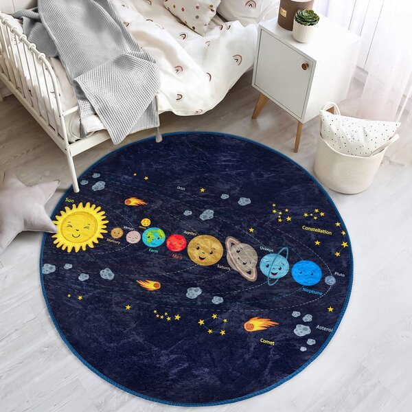 Tmavě modrý dětský koberec ø 120 cm Comfort – Mila Home
