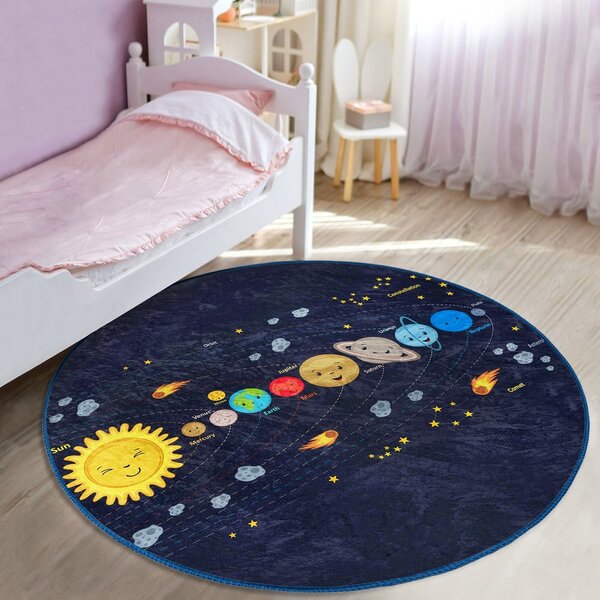 Tmavě modrý dětský koberec ø 120 cm Comfort – Mila Home