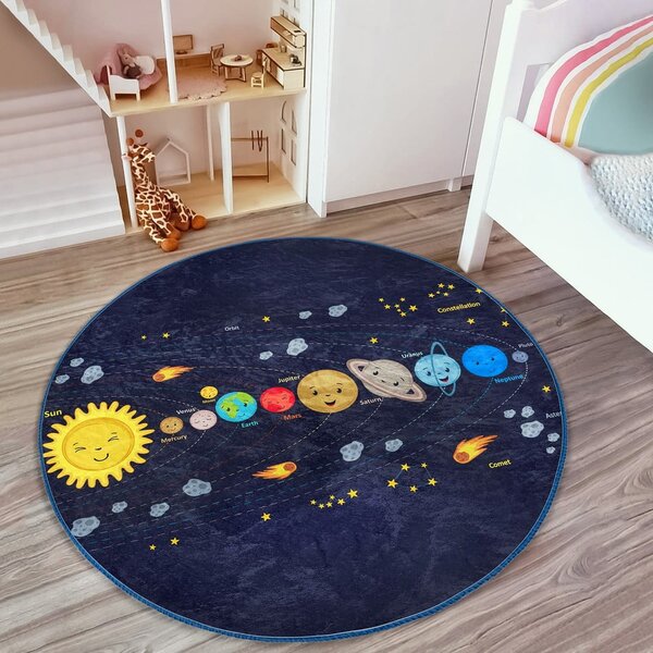 Tmavě modrý dětský koberec ø 120 cm Comfort – Mila Home