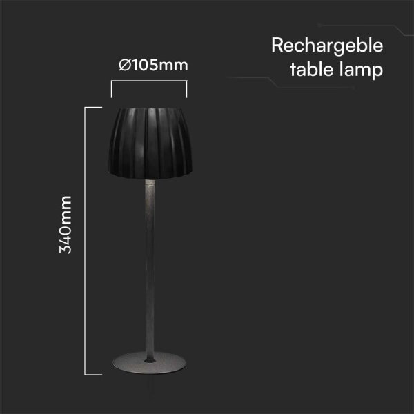 LED Stmívatelná dobíjecí stolní lampa LED/2,7W/5V 3000-6000K 1800 mAh černá