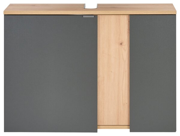 SKŘÍŇKA POD UMYVADLO, antracitová, dub artisan, antracitová, dub artisan, 80/56/32 cm home24 - Koupelnové série, Online Only
