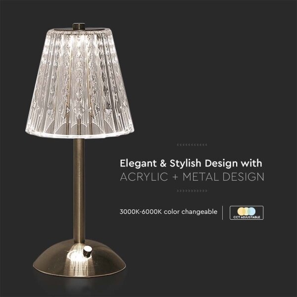 LED Stmívatelná dobíjecí stolní lampa LED/2,4W/5V 3000-6000K 1800 mAh chrom