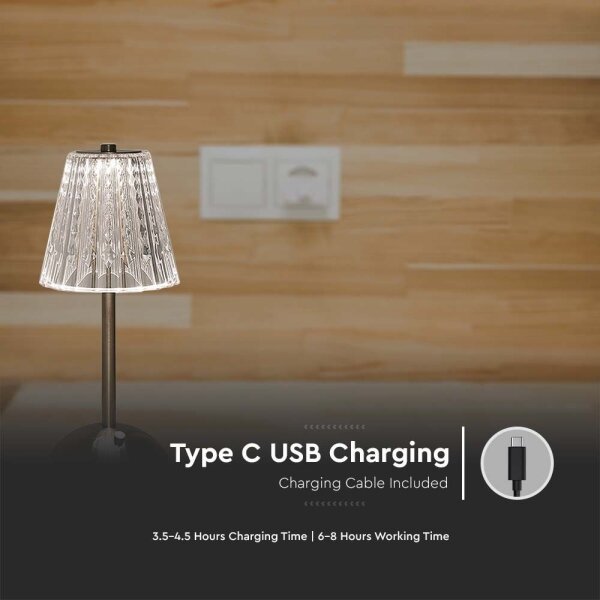 LED Stmívatelná dobíjecí stolní lampa LED/2,4W/5V 3000-6000K 1800 mAh chrom