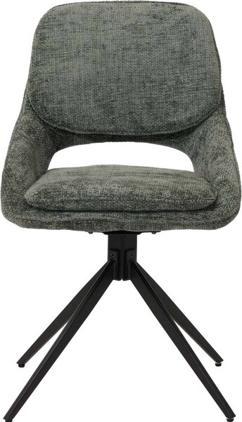 Sada 2 jídelních židlí HWC-N73, kuchyňská židle, otočná s automatickým vrácením, látka/textil šenil (490 g/m²) Oeko-Tex zelená