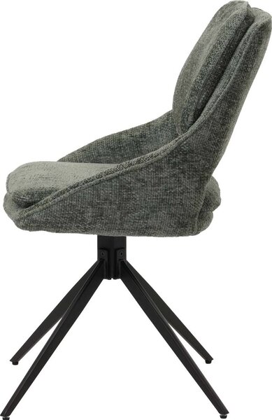 Sada 2 jídelních židlí HWC-N73, kuchyňská židle, otočná s automatickým vrácením, látka/textil šenil (490 g/m²) Oeko-Tex zelená