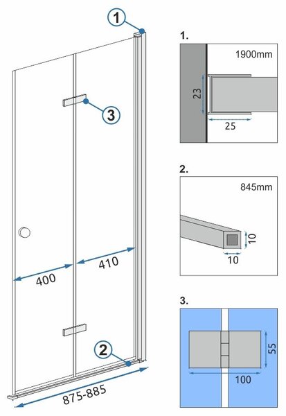 Rea Fold N2 - sprchové dveře ke sprchovému koutu Fold 90cm, čiré sklo, chromový profil, REA-K7442