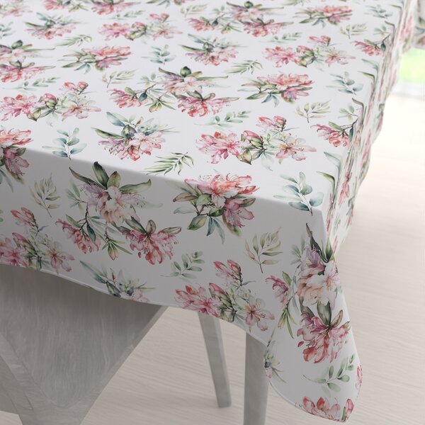 Biante Teflonový obdélníkový ubrus TF-134 Akvarelové květy rododendronu na bílém 50x100 cm