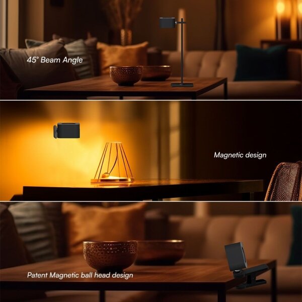 LED Stmívatelná magnetická stolní lampa 4v1 LED/3W/5V 3000-6000K 1800 mAh černá