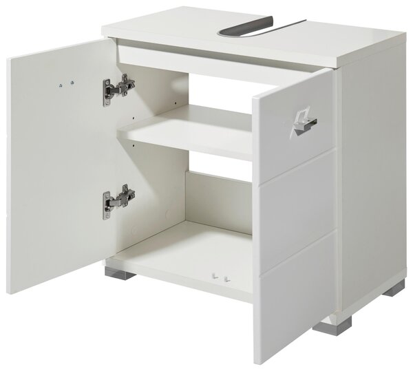 SKŘÍŇKA POD UMYVADLO, vysoce lesklá bílá, bílá, 60/57/31 cm Xora - Koupelnové série