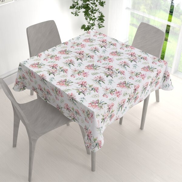 Biante Teflonový čtvercový ubrus TF-134 Akvarelové květy rododendronu na bílém 40x40 cm