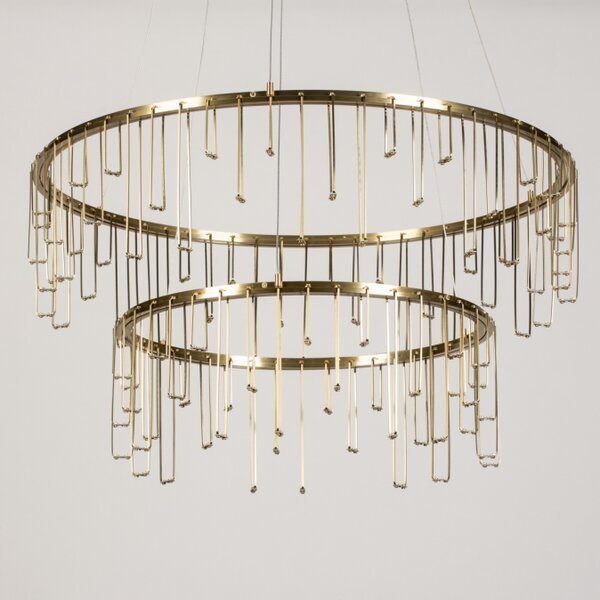 Závěsný LED lustr do obýváku Trinity Gold Platinum 65 (LMD)