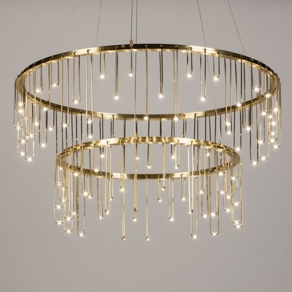 Závěsný LED lustr do obýváku Trinity Gold Platinum 65 (LMD)