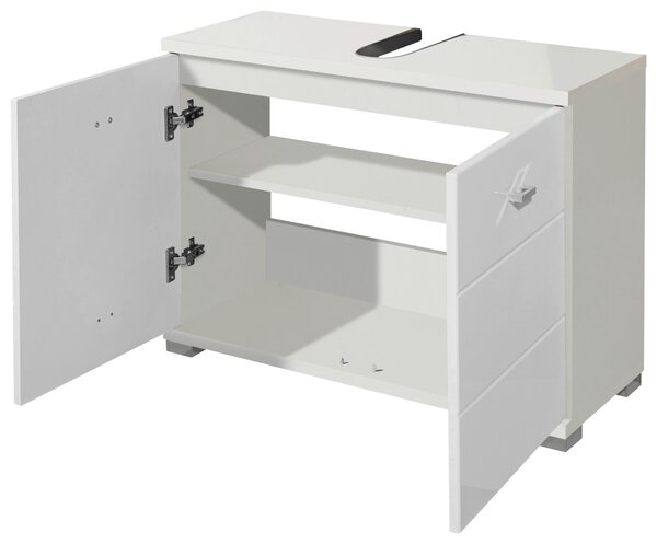 SKŘÍŇKA POD UMYVADLO, vysoce lesklá bílá, bílá, 80/57/31 cm Xora - Koupelnové série