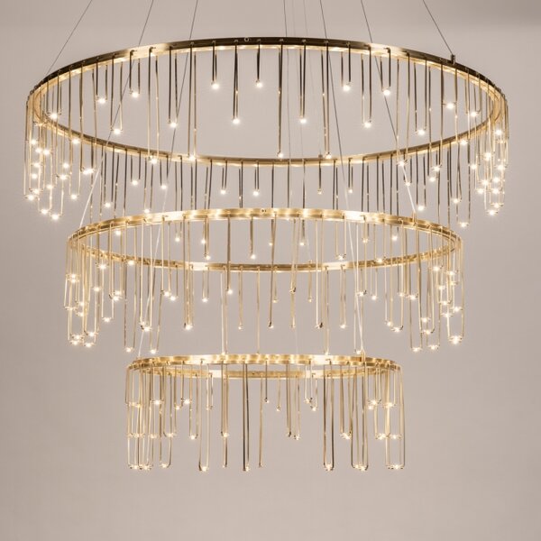 Závěsný LED lustr do obýváku Trinity Gold Platinum 80 (LMD)